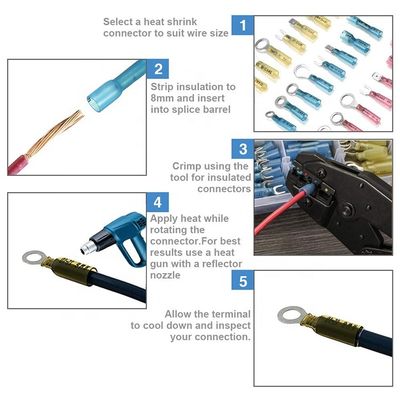 180PCS نایلون ضد آب کابل الکتریکی سیم اسپلیس گرما کوچک کنتاکتور سیم دریایی خودرو ضد گرما ترمینال های مجموعه